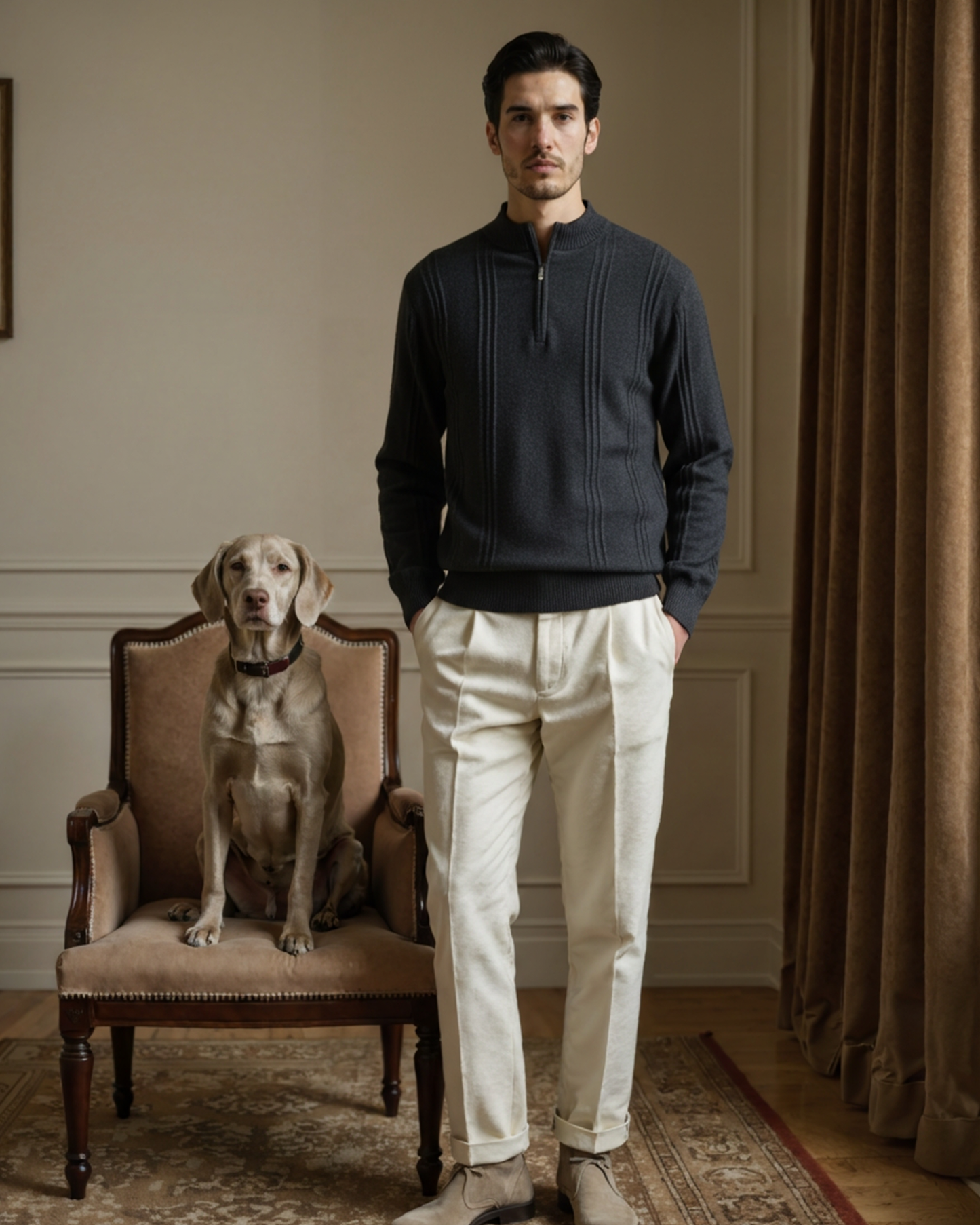 100% rib knit with half zip