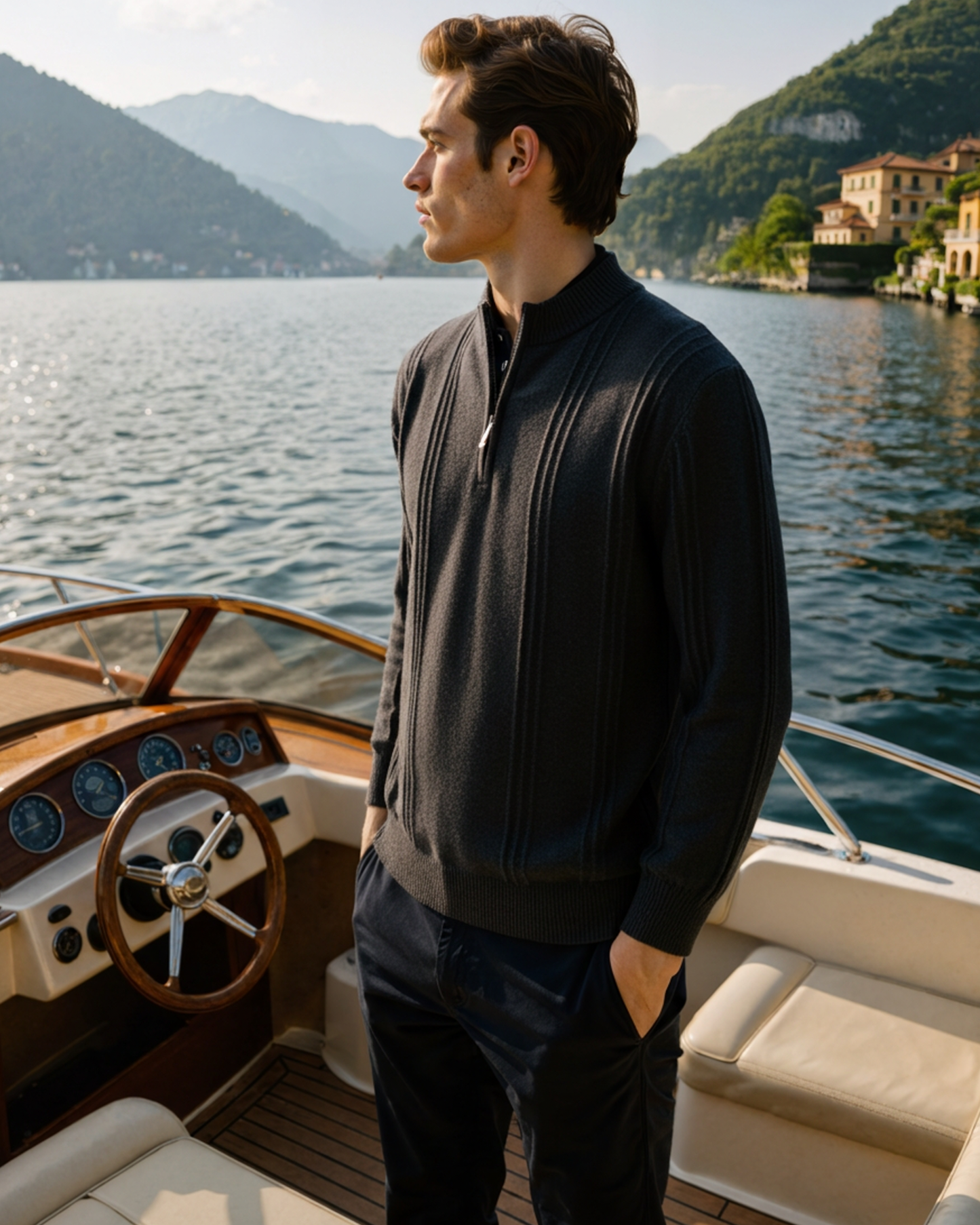 100% rib knit with half zip
