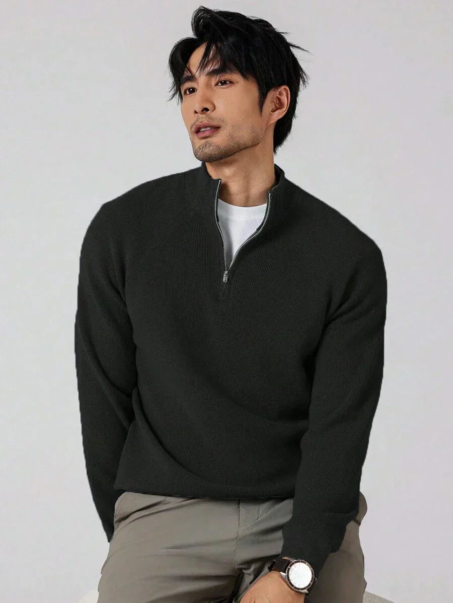 Men's half-zip sweater with high collar