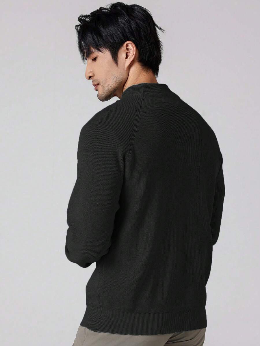 Men's half-zip sweater with high collar