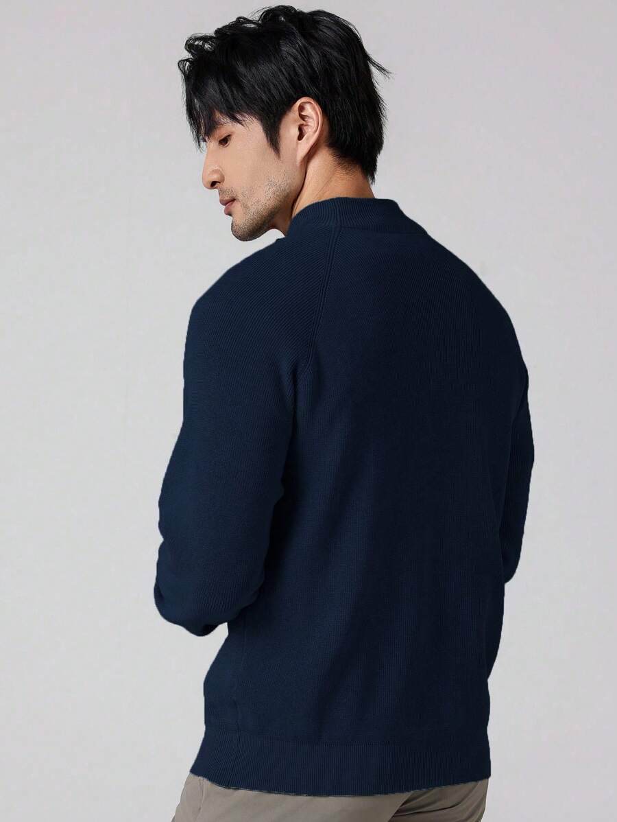 Men's half-zip sweater with high collar