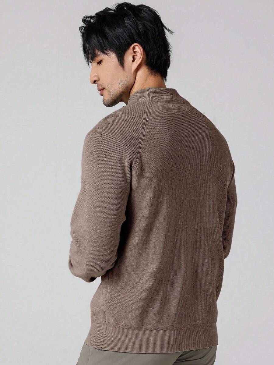 Men's half-zip sweater with high collar