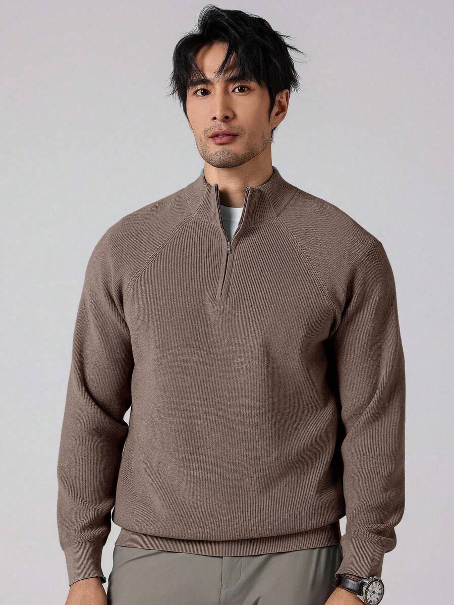 Men's half-zip sweater with high collar