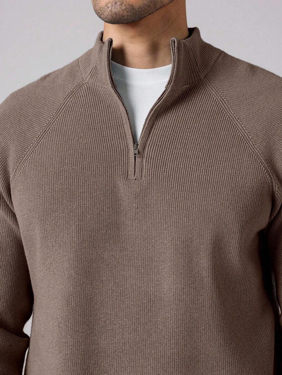 Men's half-zip sweater with high collar