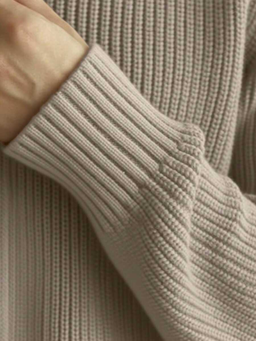 Light gray melange cashmere round neck