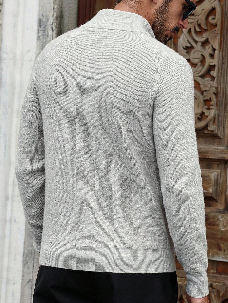 Men's half-zip sweater with high collar