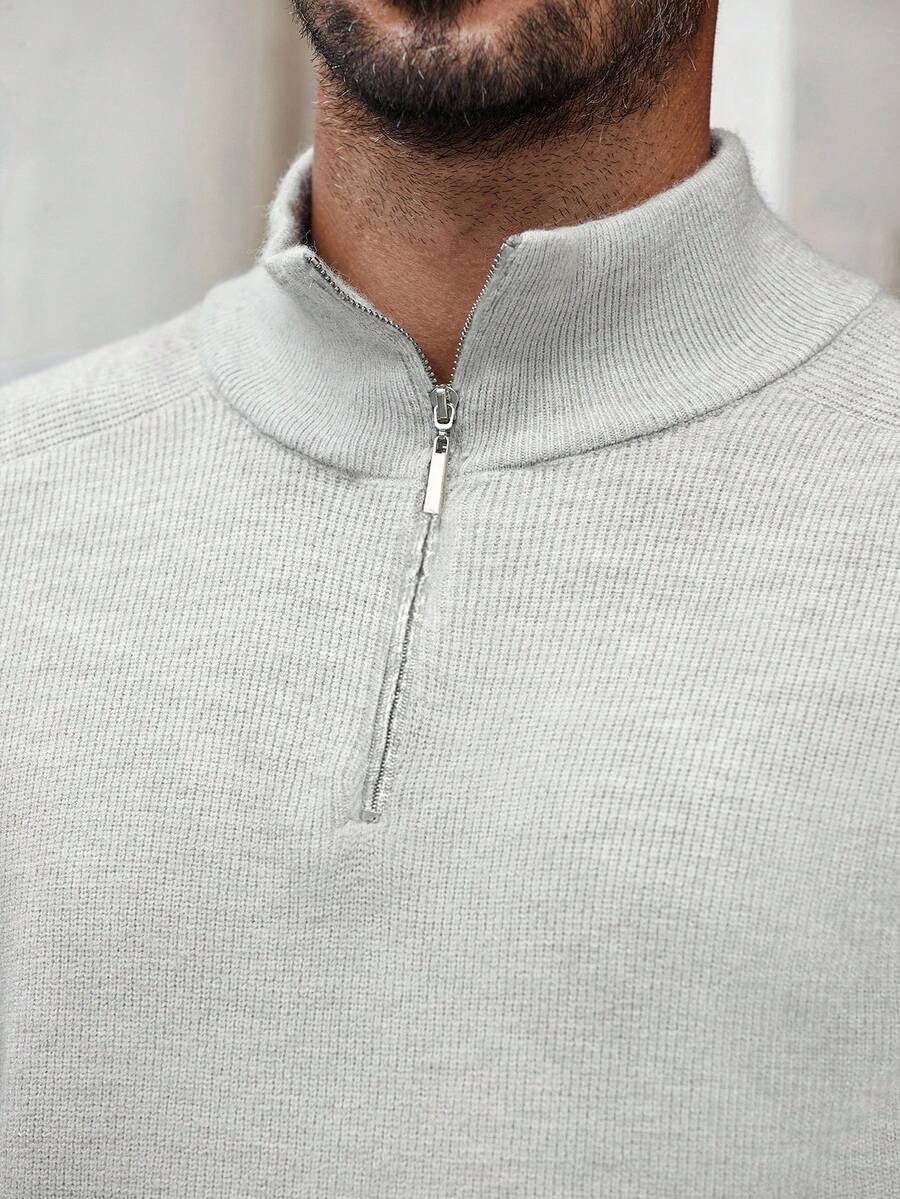 Men's half-zip sweater with high collar