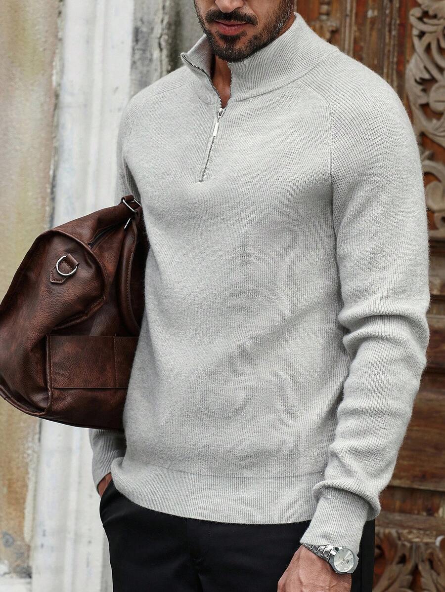 Men's half-zip sweater with high collar