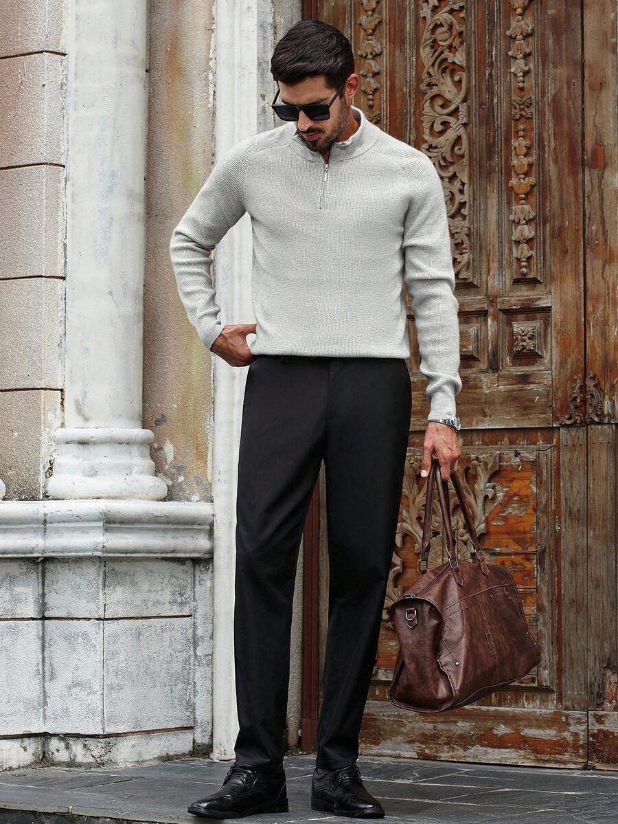 Men's half-zip sweater with high collar
