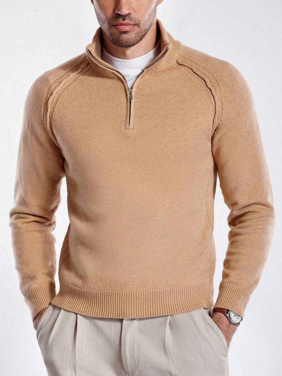 Men's half-zip sweater with high collar