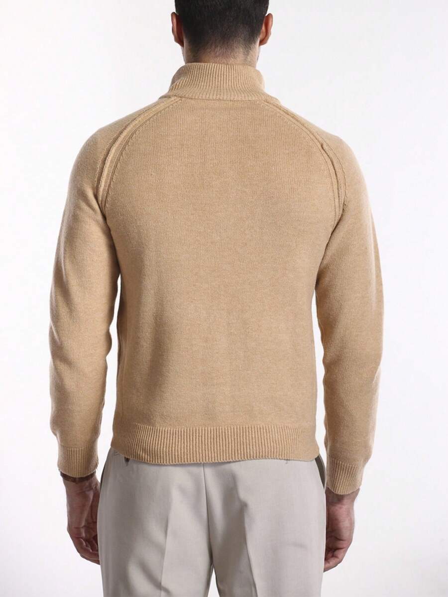 Men's half-zip sweater with high collar