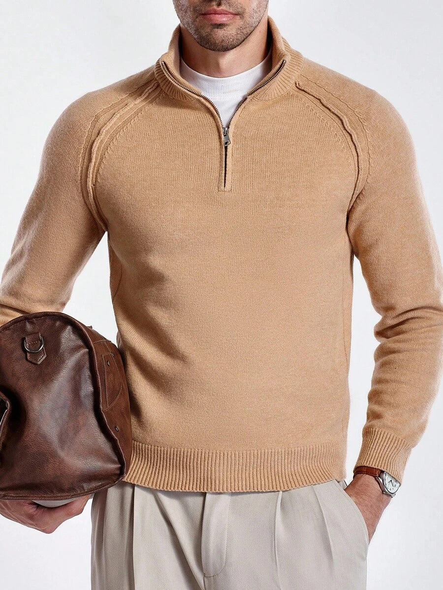 Men's half-zip sweater with high collar
