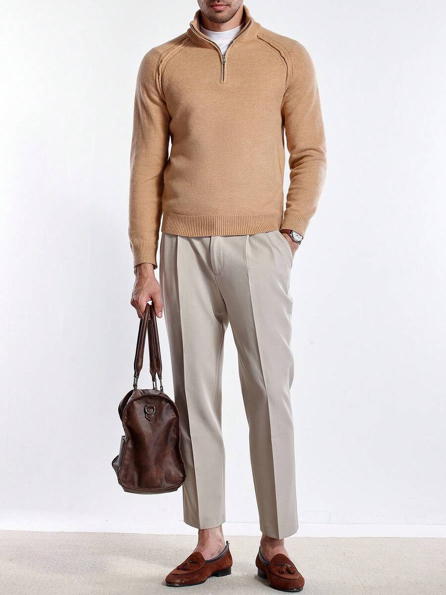 Men's half-zip sweater with high collar