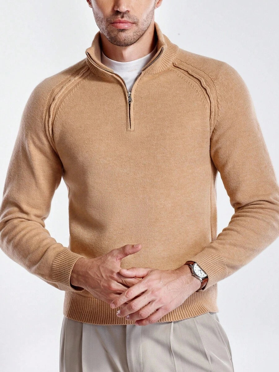 Men's half-zip sweater with high collar