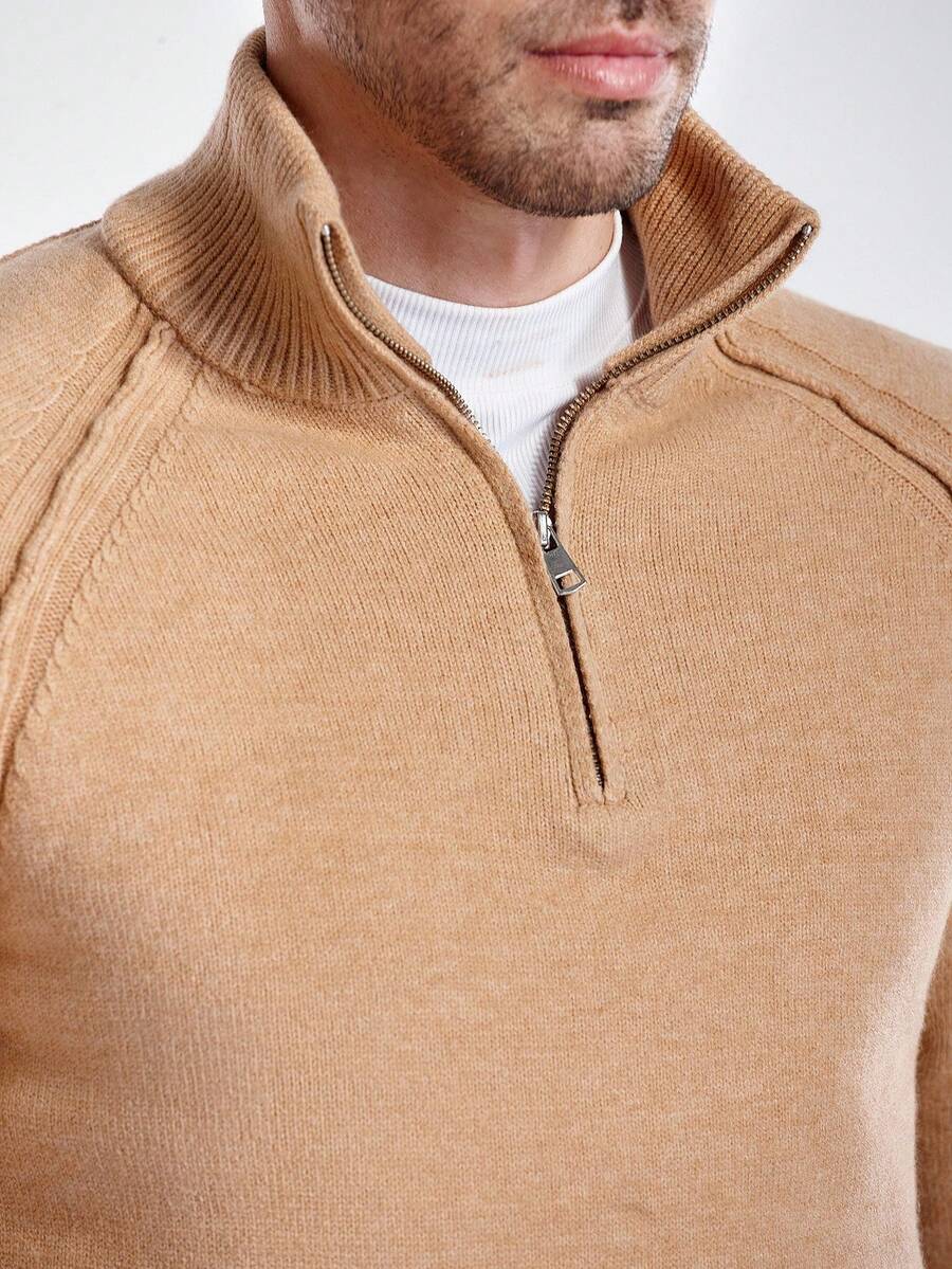 Men's half-zip sweater with high collar