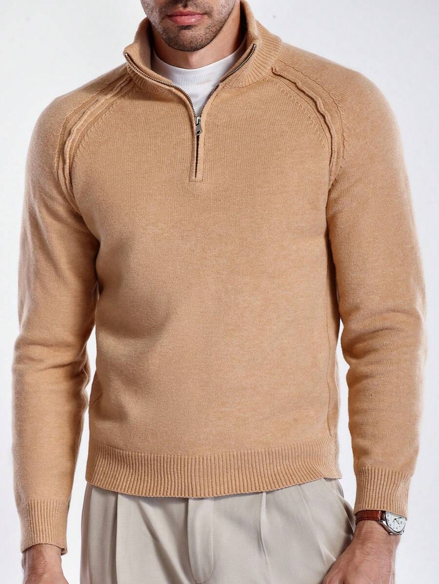Men's half-zip sweater with high collar