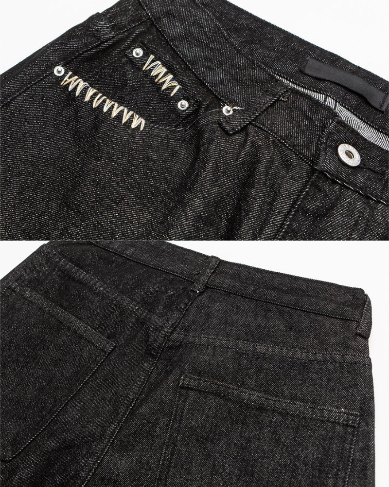 Relaxed fit wide-leg black rinsed jeans