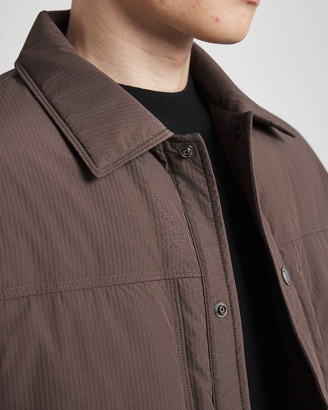 Lavish jacquard down jacket appearance