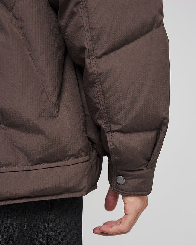Lavish jacquard down jacket appearance
