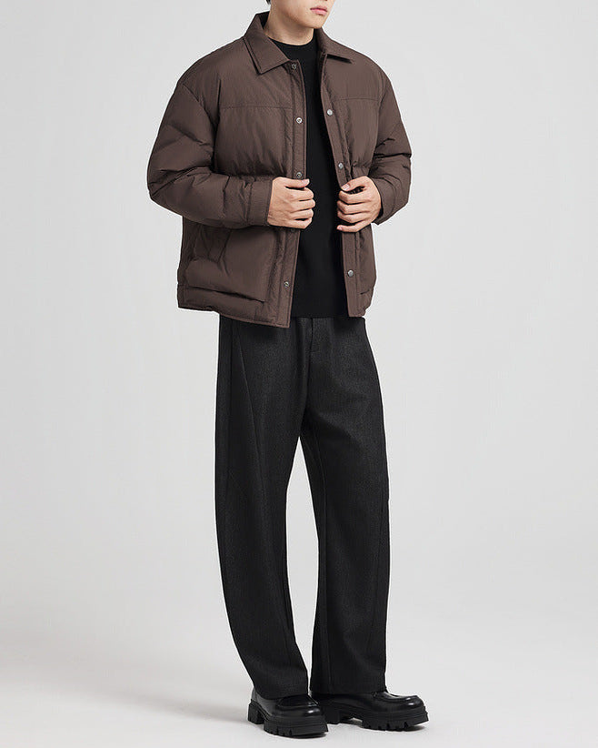 Lavish jacquard down jacket appearance