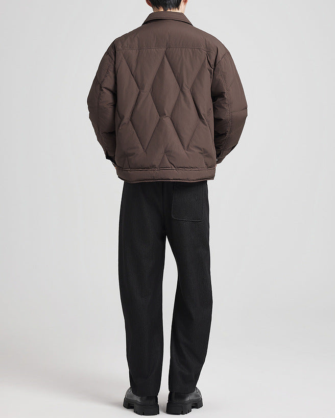 Lavish jacquard down jacket appearance