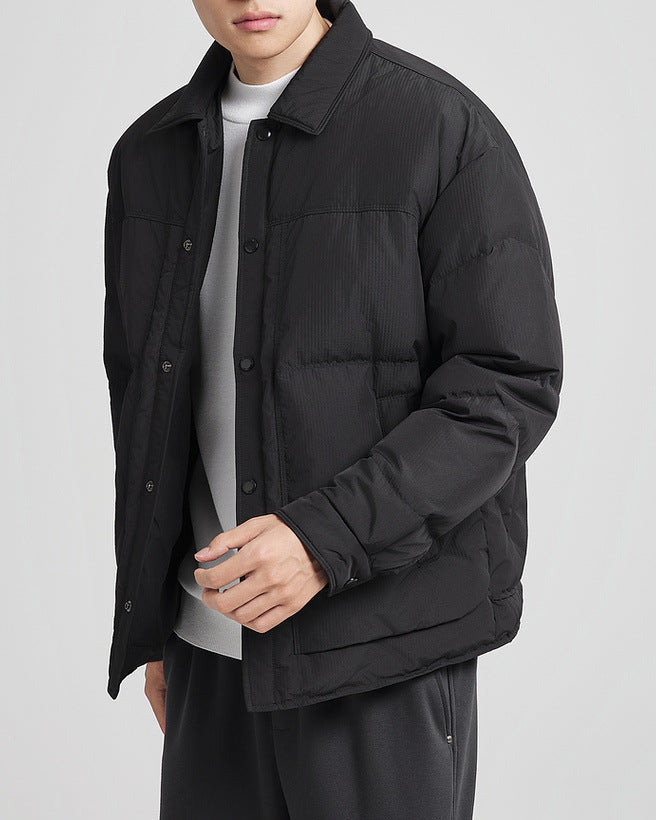 Lavish jacquard down jacket appearance
