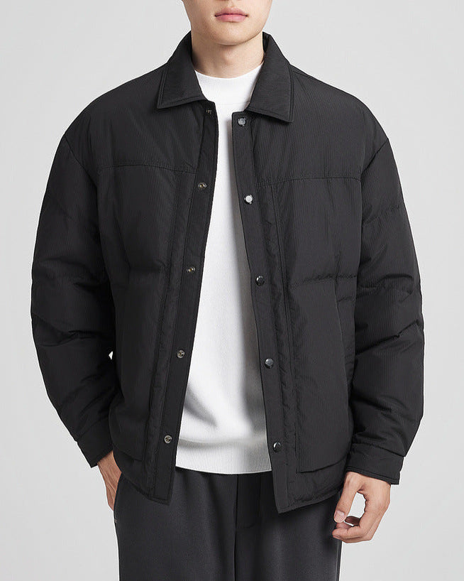 Lavish jacquard down jacket appearance
