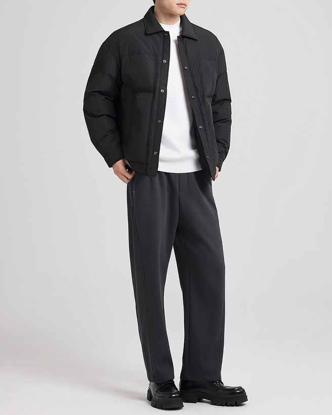 Lavish jacquard down jacket appearance