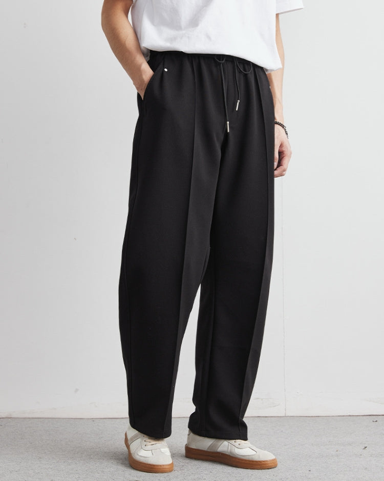 Soft straight-leg pants with waistband and drawstring