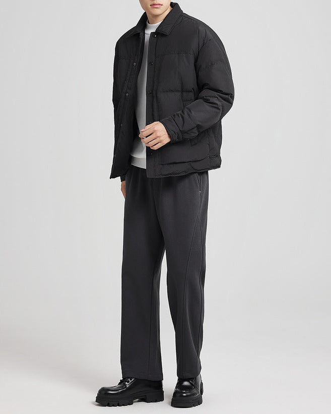 Lavish jacquard down jacket appearance