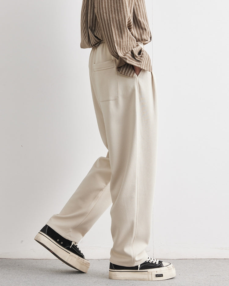 Soft straight-leg pants with waistband and drawstring