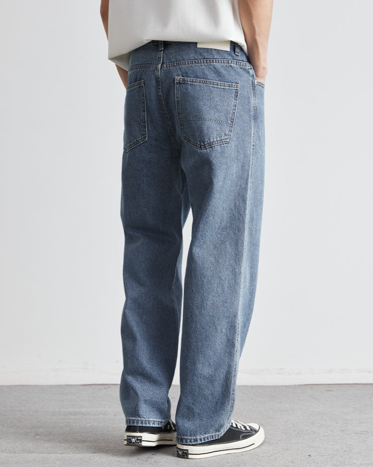 Classic Washed Indigo Straight Jeans