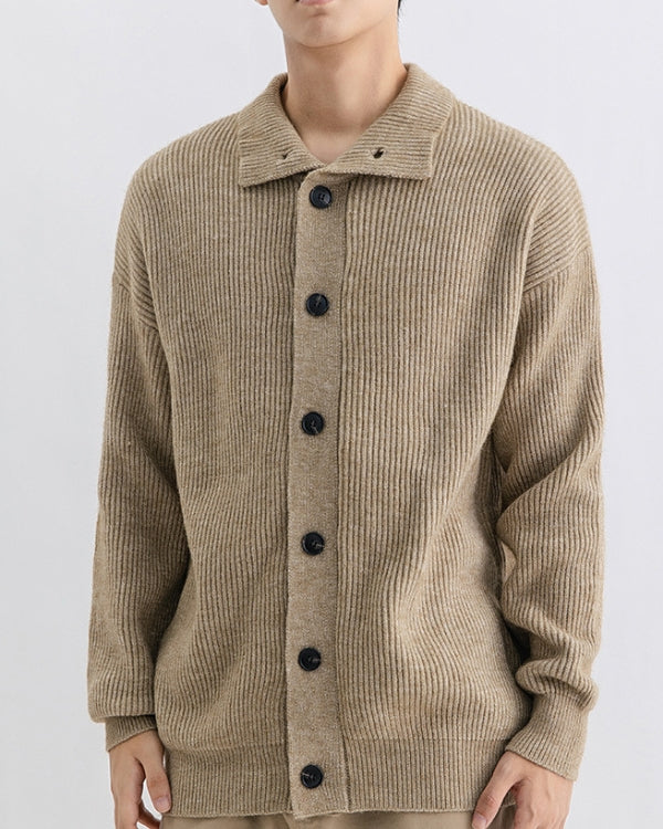 Stretchy knit sweater with high neck and buttons