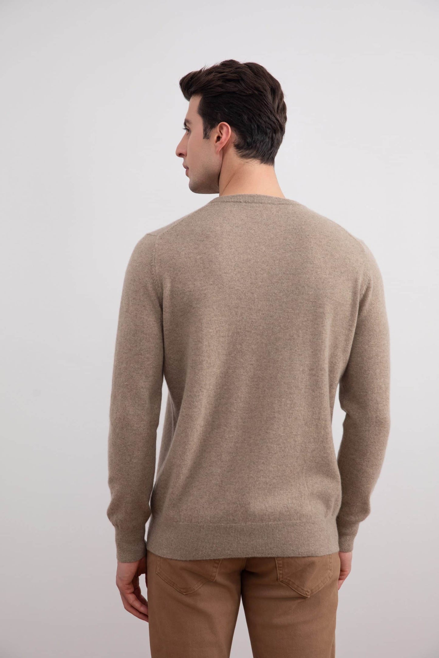 Light gray melange cashmere round neck