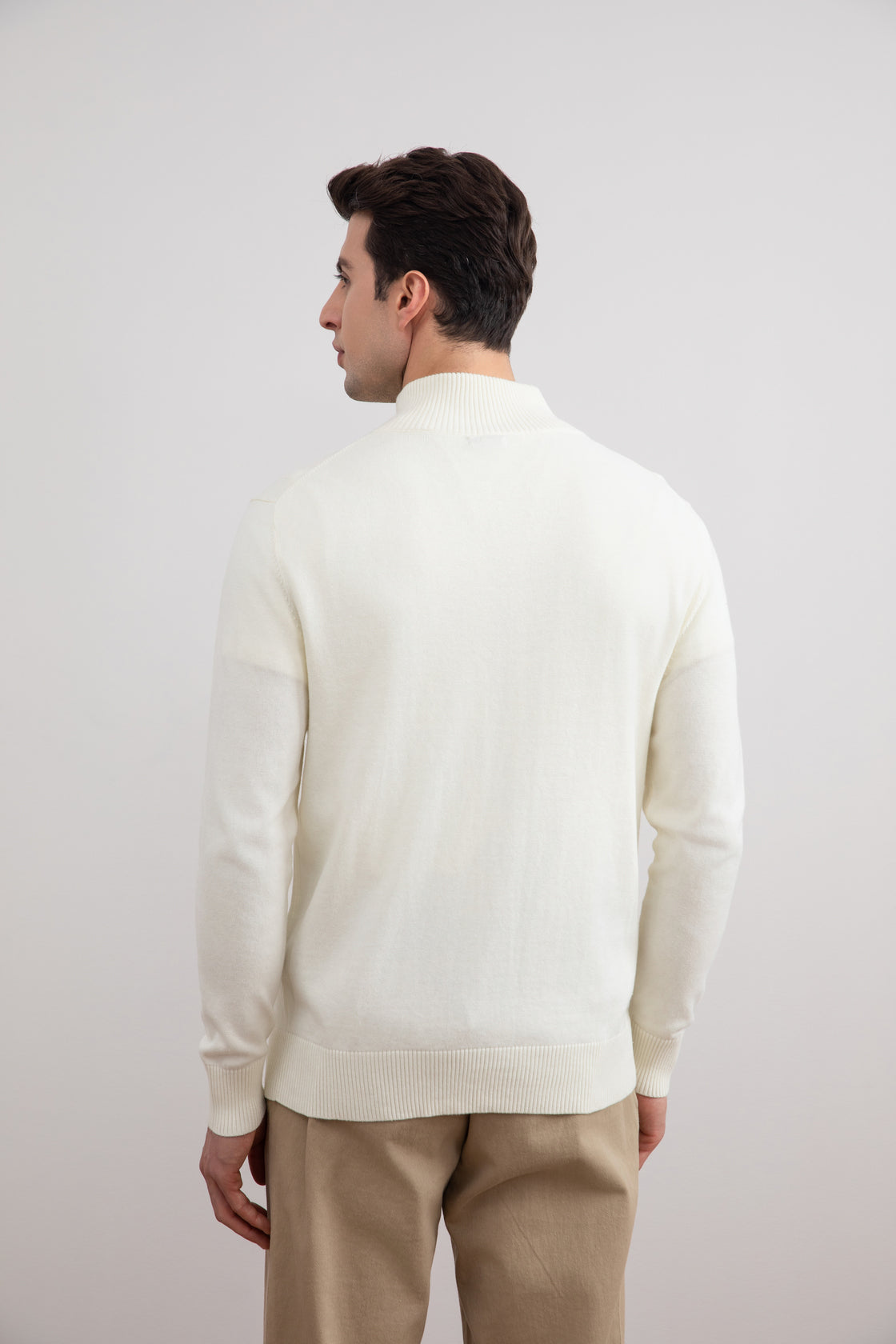 Natural white classic zip-up hoodie