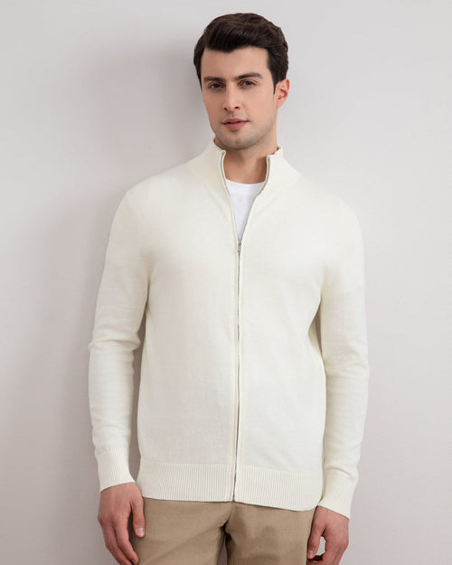 Natural white classic zip-up hoodie