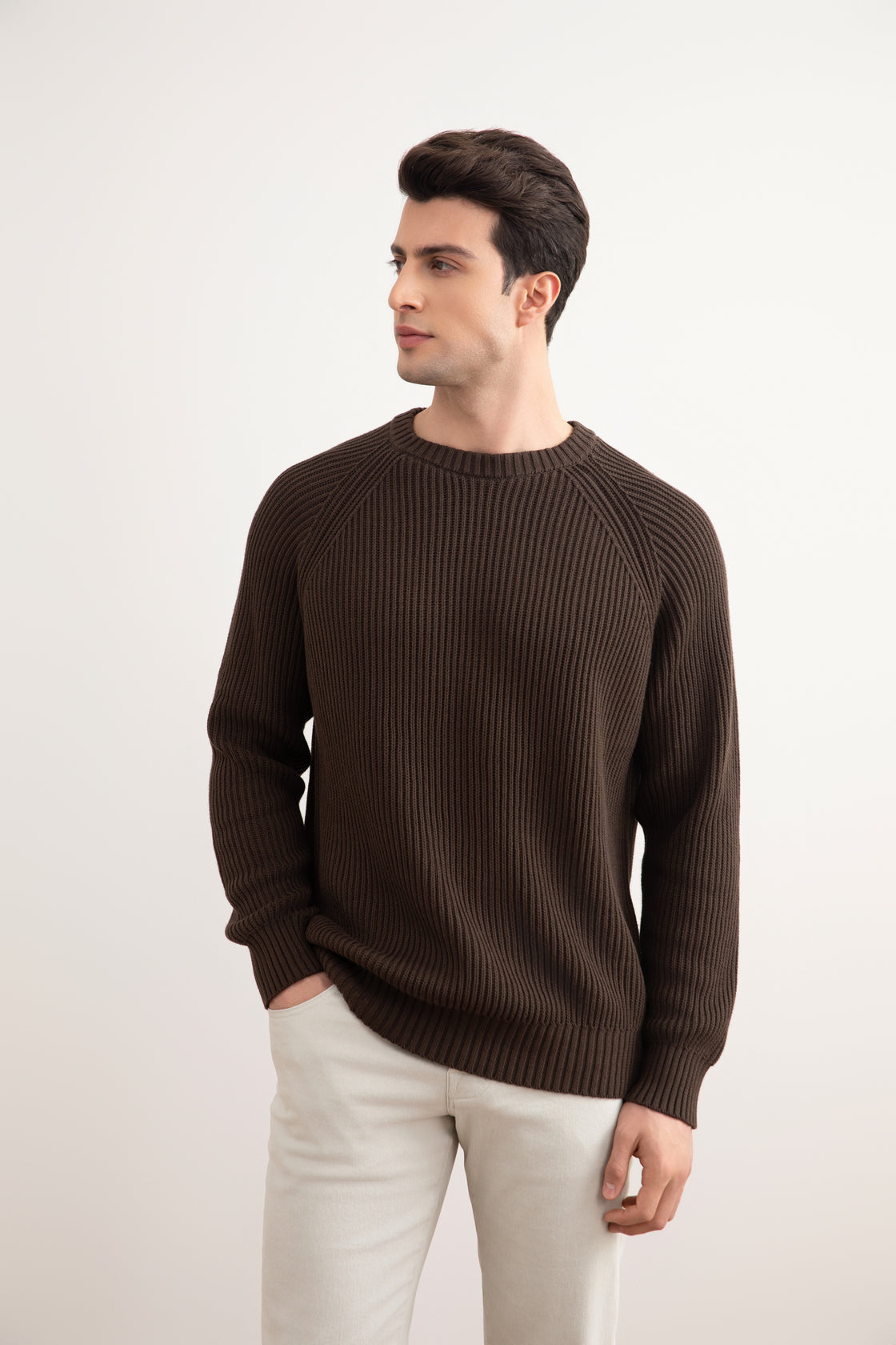 Brown English rib knit