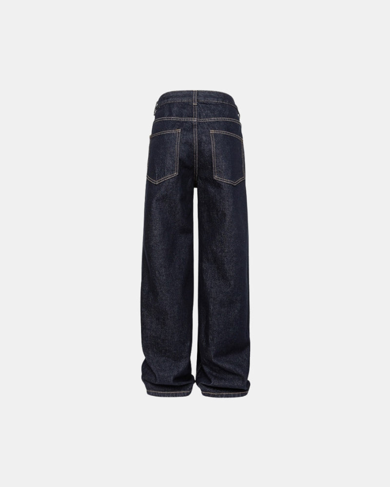 Relaxed fit wide-leg black rinsed jeans