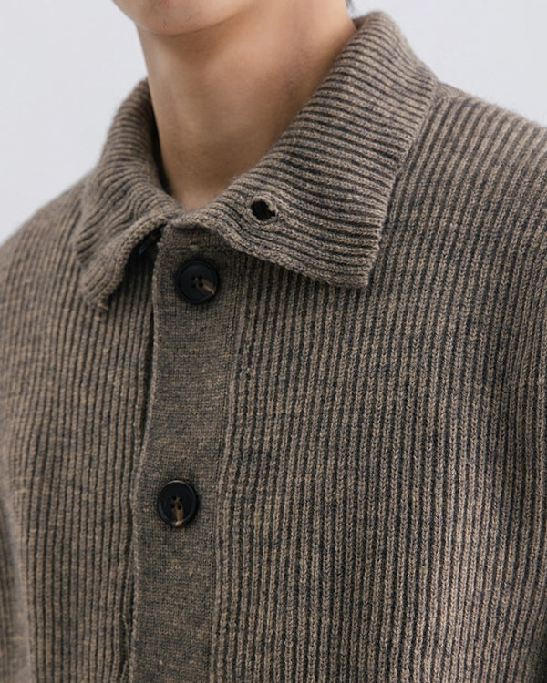 Stretchy knit sweater with high neck and buttons