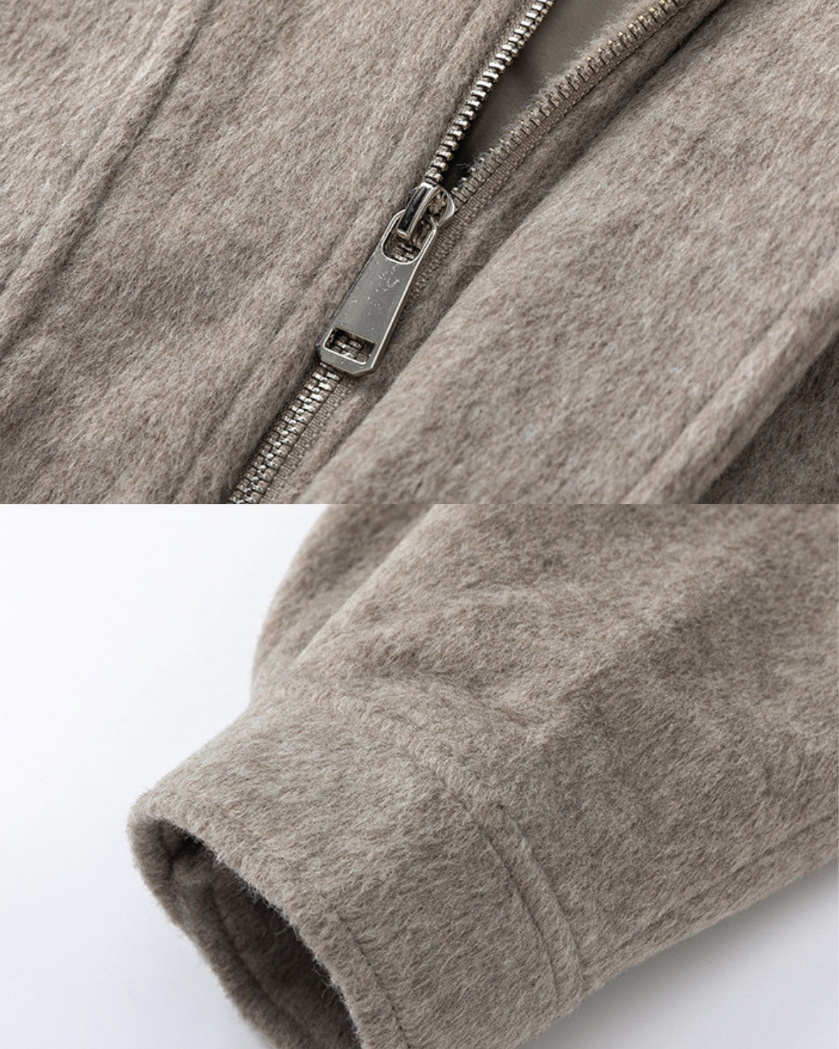 Short jacket with textured wool lining