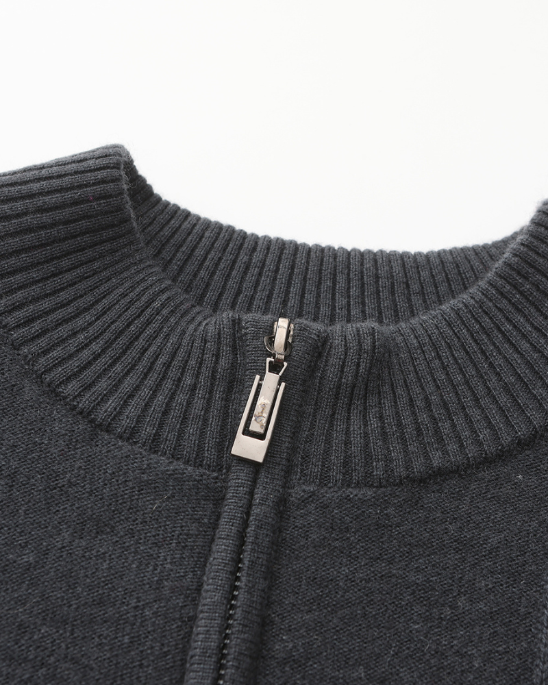 100% rib knit with half zip
