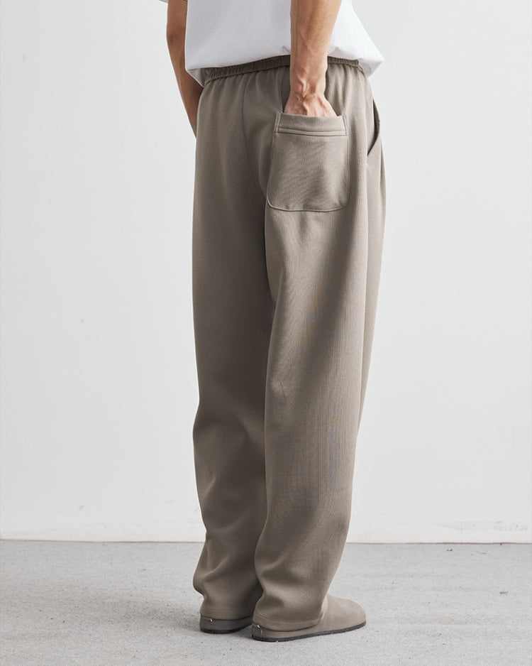 Soft straight-leg pants with waistband and drawstring