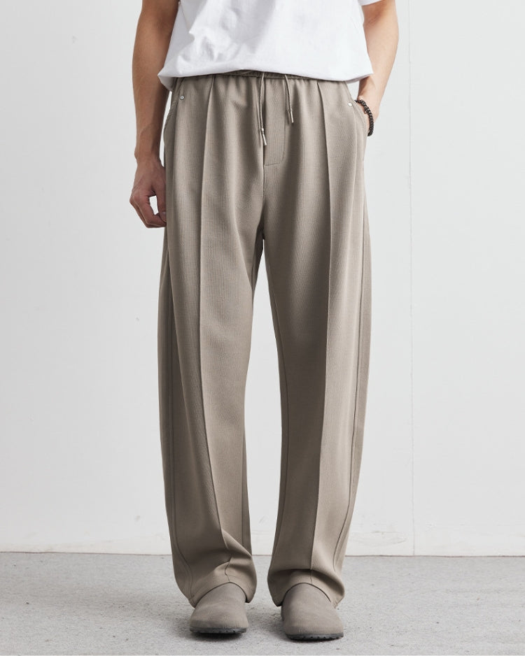 Soft straight-leg pants with waistband and drawstring