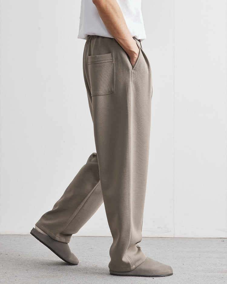 Soft straight-leg pants with waistband and drawstring