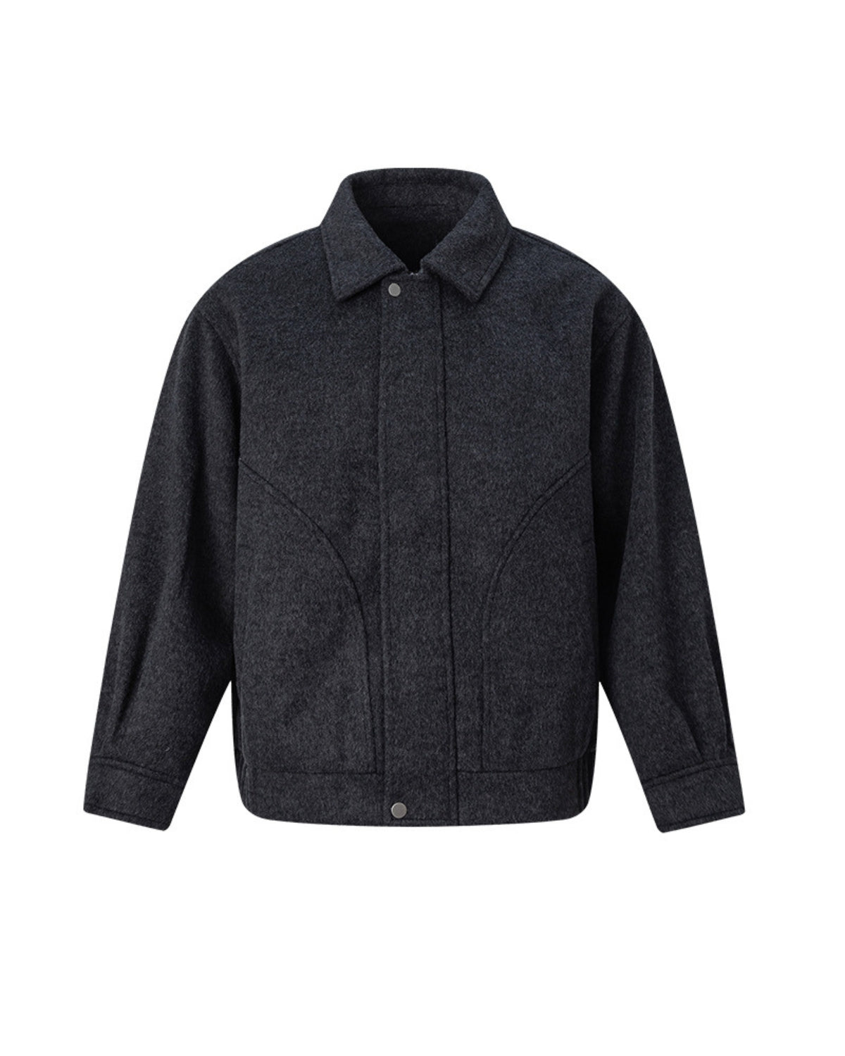 Short jacket with textured wool lining