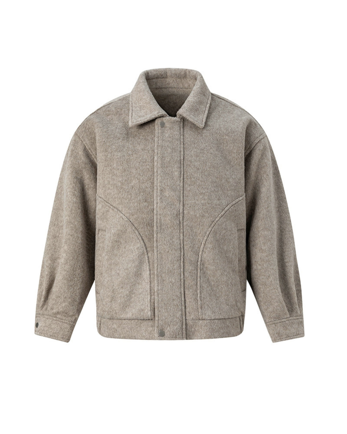 Short jacket with textured wool lining