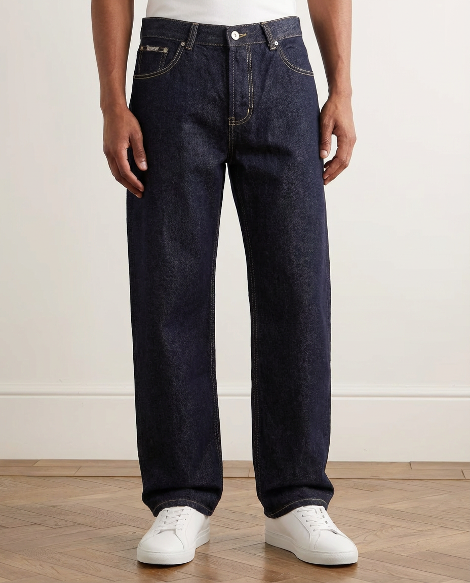 Relaxed fit wide-leg black rinsed jeans