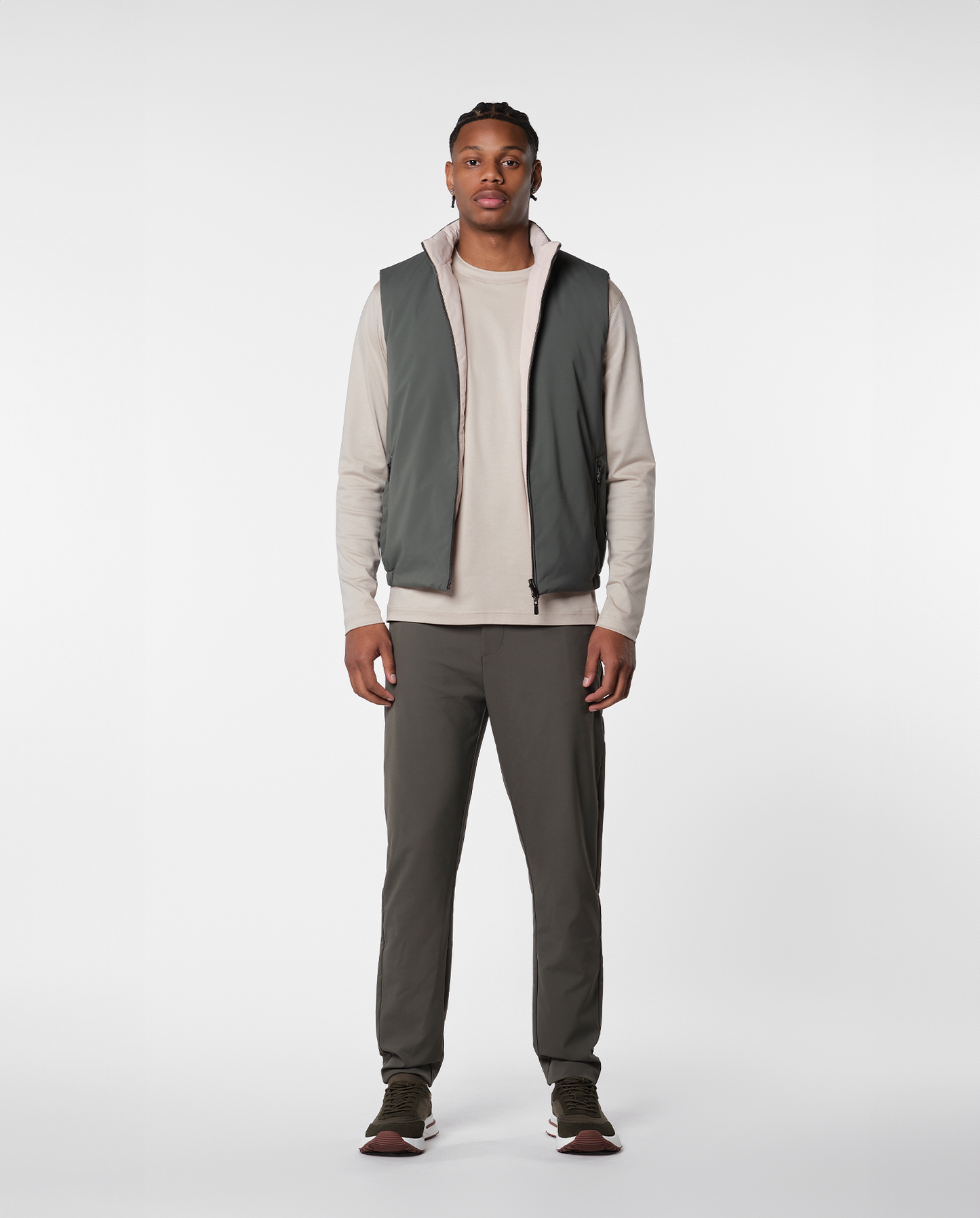 Convertible vest – green/beige