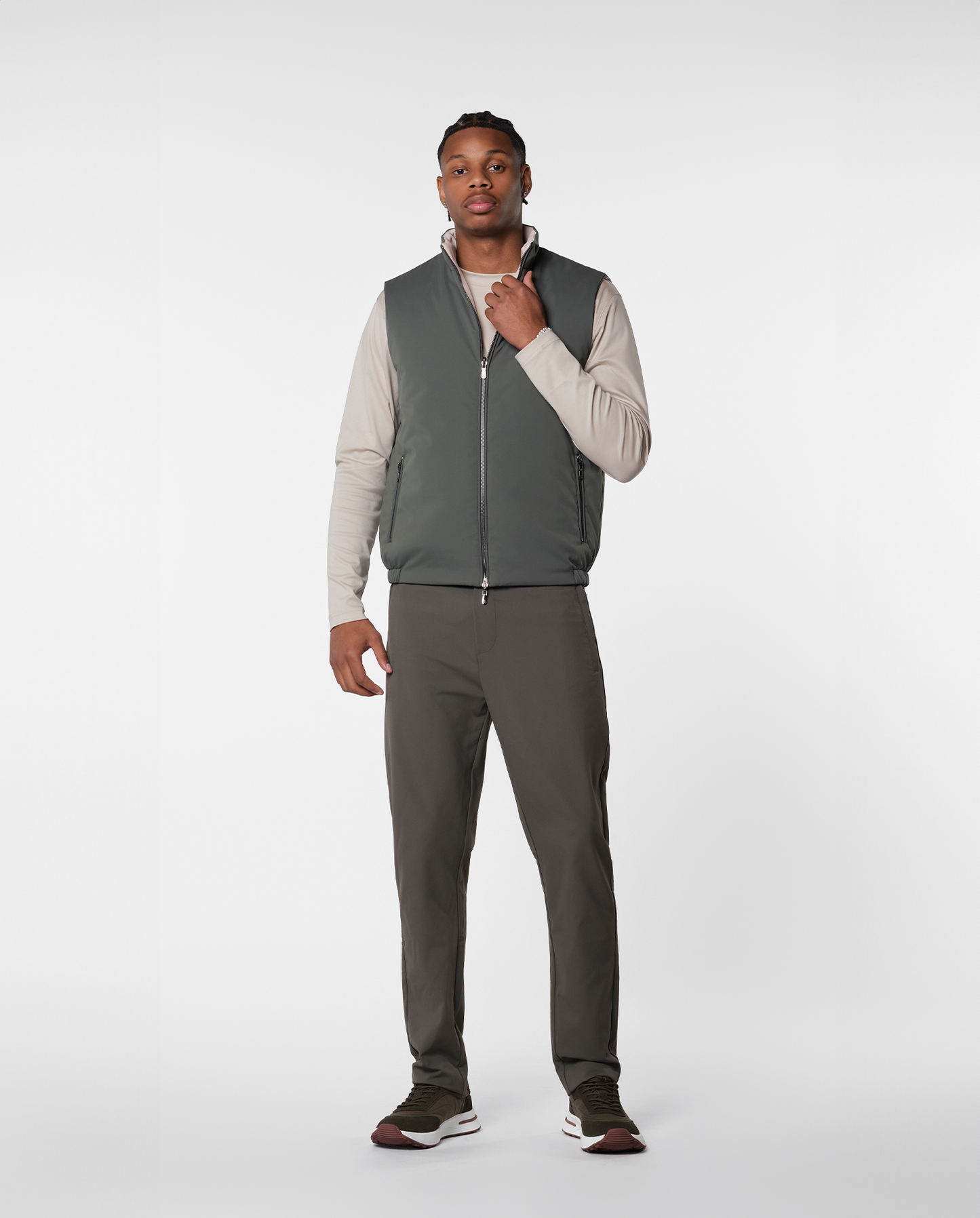 Convertible vest – green/beige