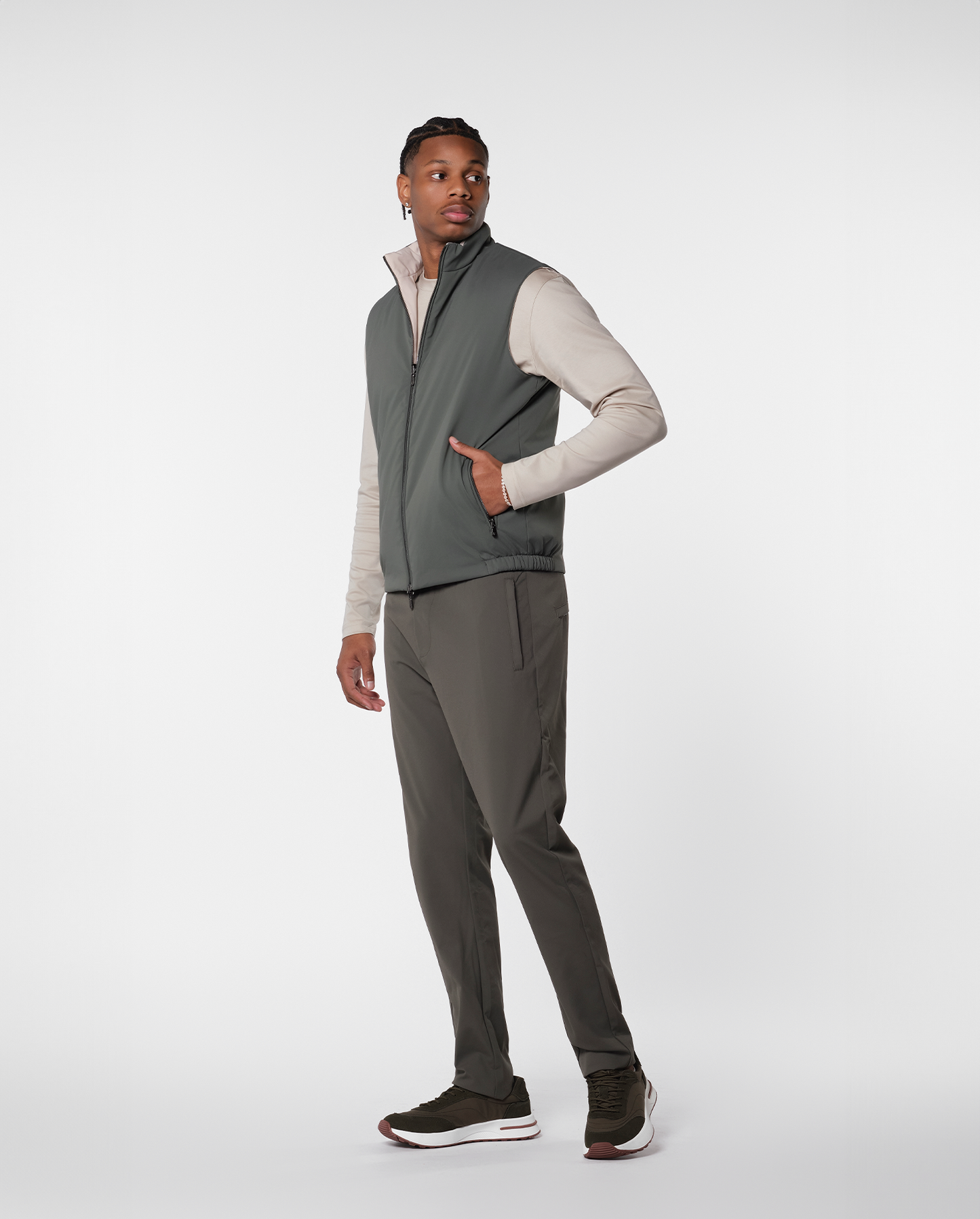 Convertible vest – green/beige